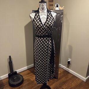 NWT Diane von Furstenberg Collared Sleeveless Midi Vintage Weave Wrap Dress szXS